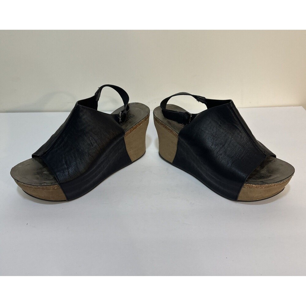 Pierre Dumas Women's Hester 14 Vegan Leather Black Platform Wedge 3.4” Heel 8.5M - Picture 3 of 8